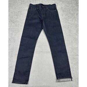 Uniqlo Selvedge Jeans Mens 30x31.5 Blue Slim Straight Denim Raw Kaihara Fabric